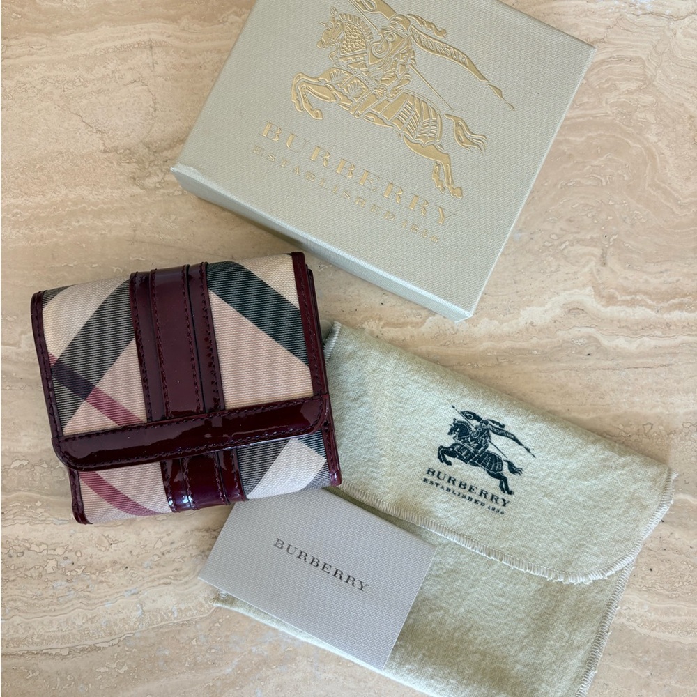 Burberry Super Nova Check Berry and Beige Leather Wallet